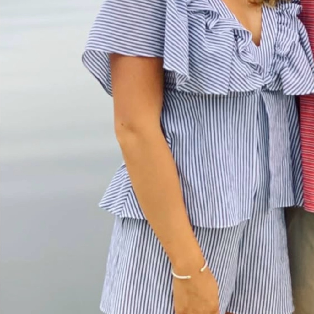 BCBG BLUE WHITE STRIPED ROMPER